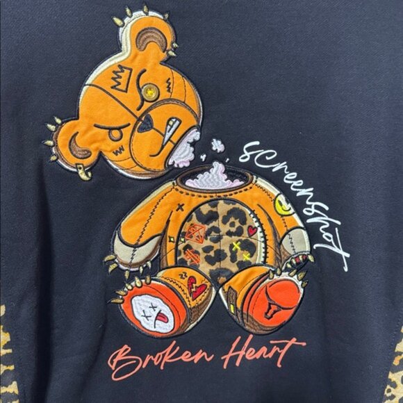 NWOT Screenshot 2 piece “Broken Heart” Falling Bear Head Fleece Set size 2XL - Picture 4 of 14